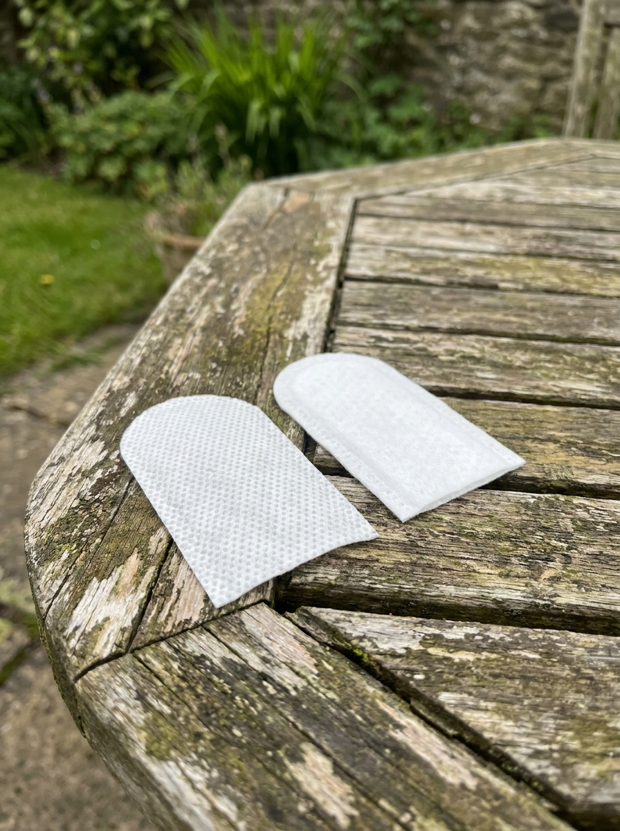 Two Fingerly wipes showing the textured and smooth sides